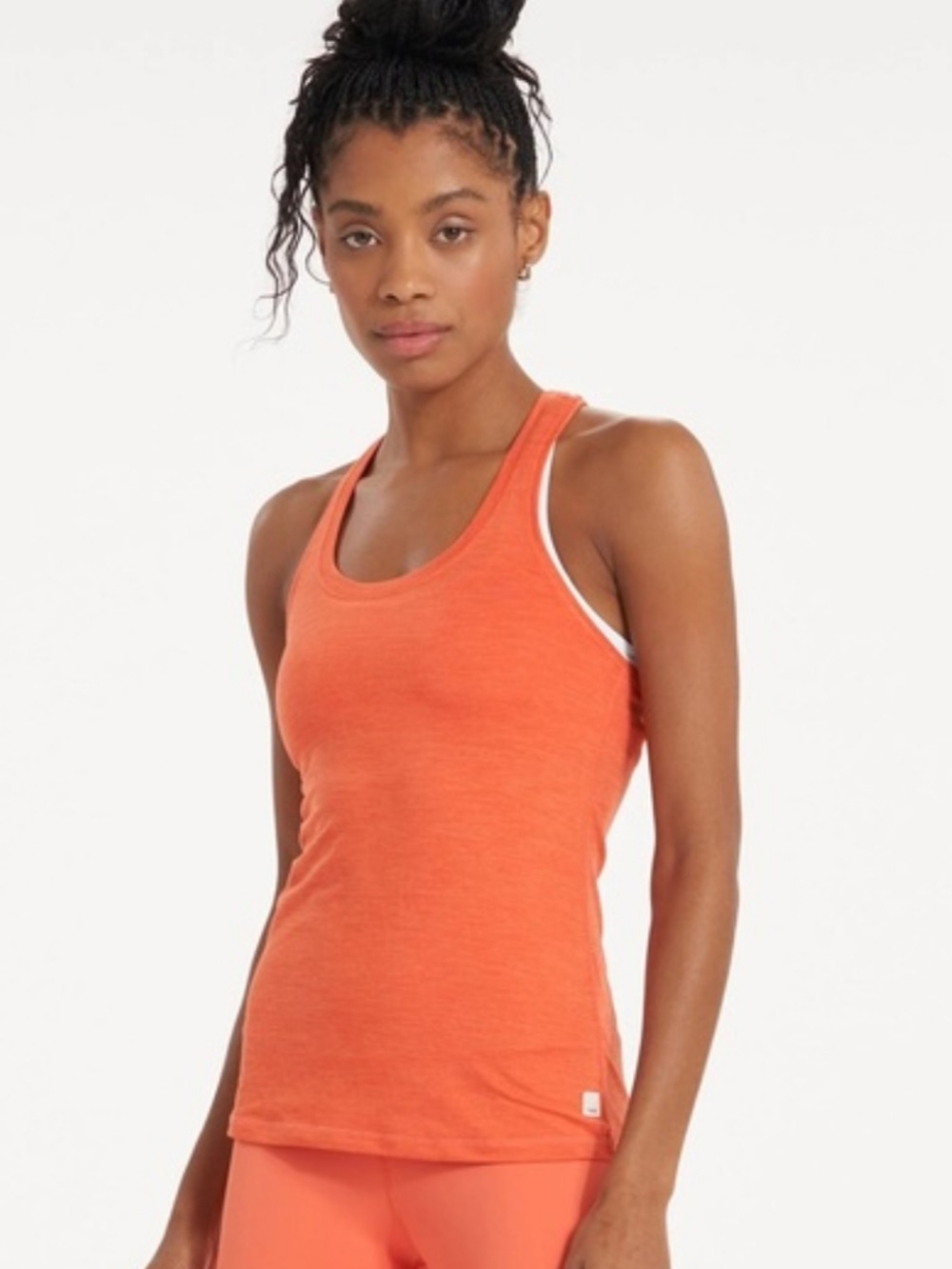 Vuori Lux Performance Tank Racerback in Orange Large